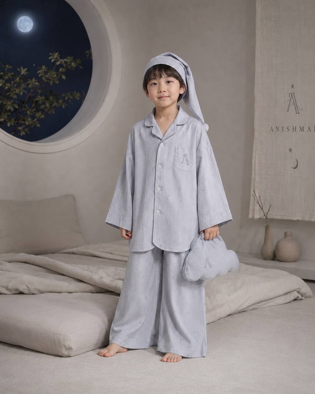 Anishmai Gri Erkek Çocuk Pijama Seti - Erkek Çocuk