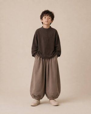 Unisex Kahve Oversize Üst & Bej Balon Pantolon Takımı